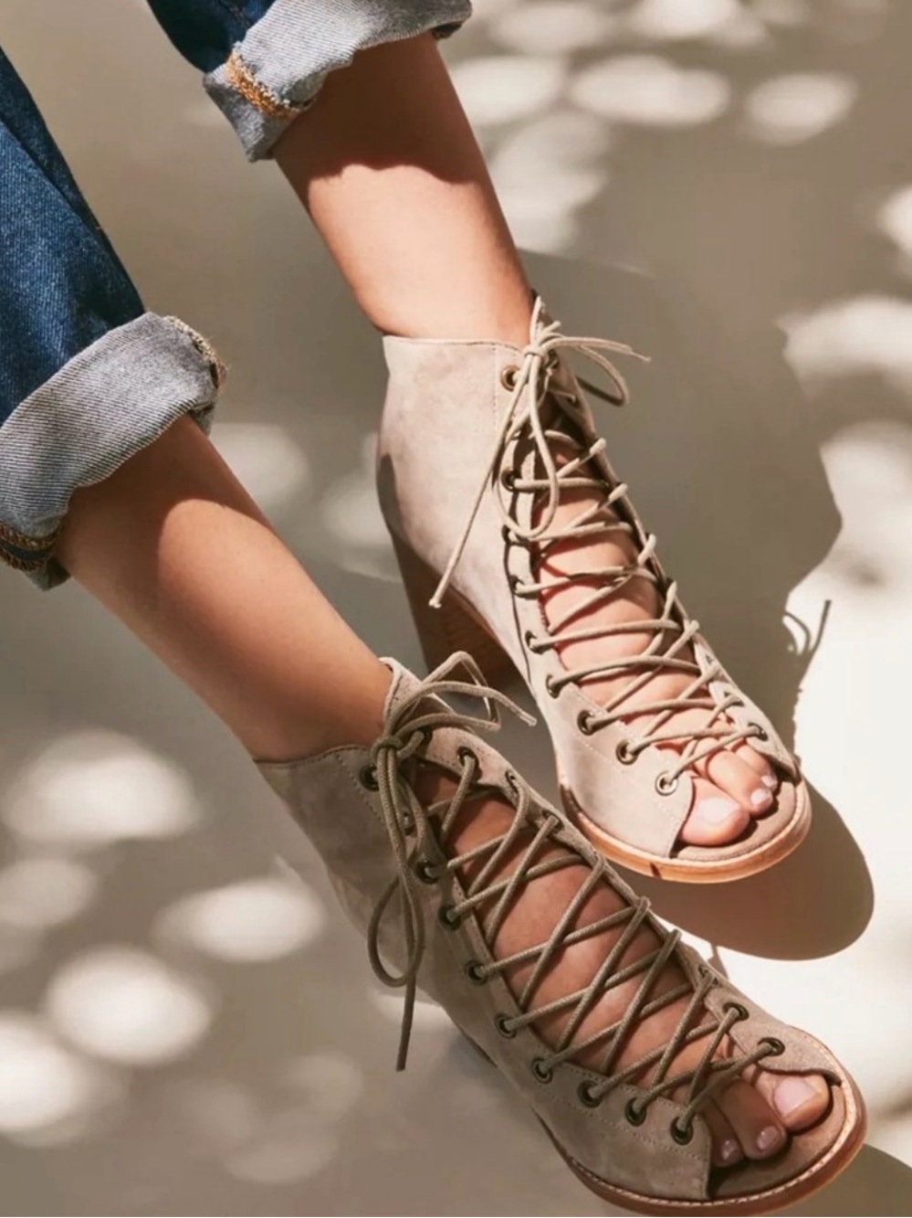 Jeffery Campbell Suede Cors Lace Up Heeled Booties, NEW